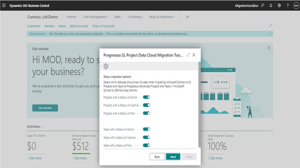 Migrate SL Project Data to D365 Business Central