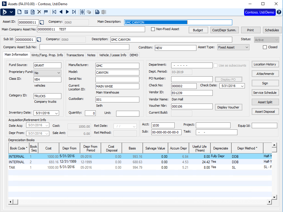 microsoft dynamics sl fixed assets