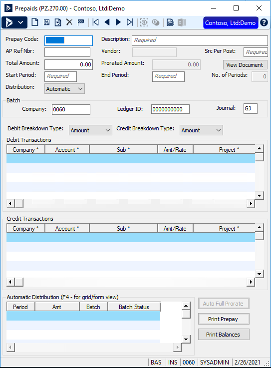 prepaids processor for dynamics gp